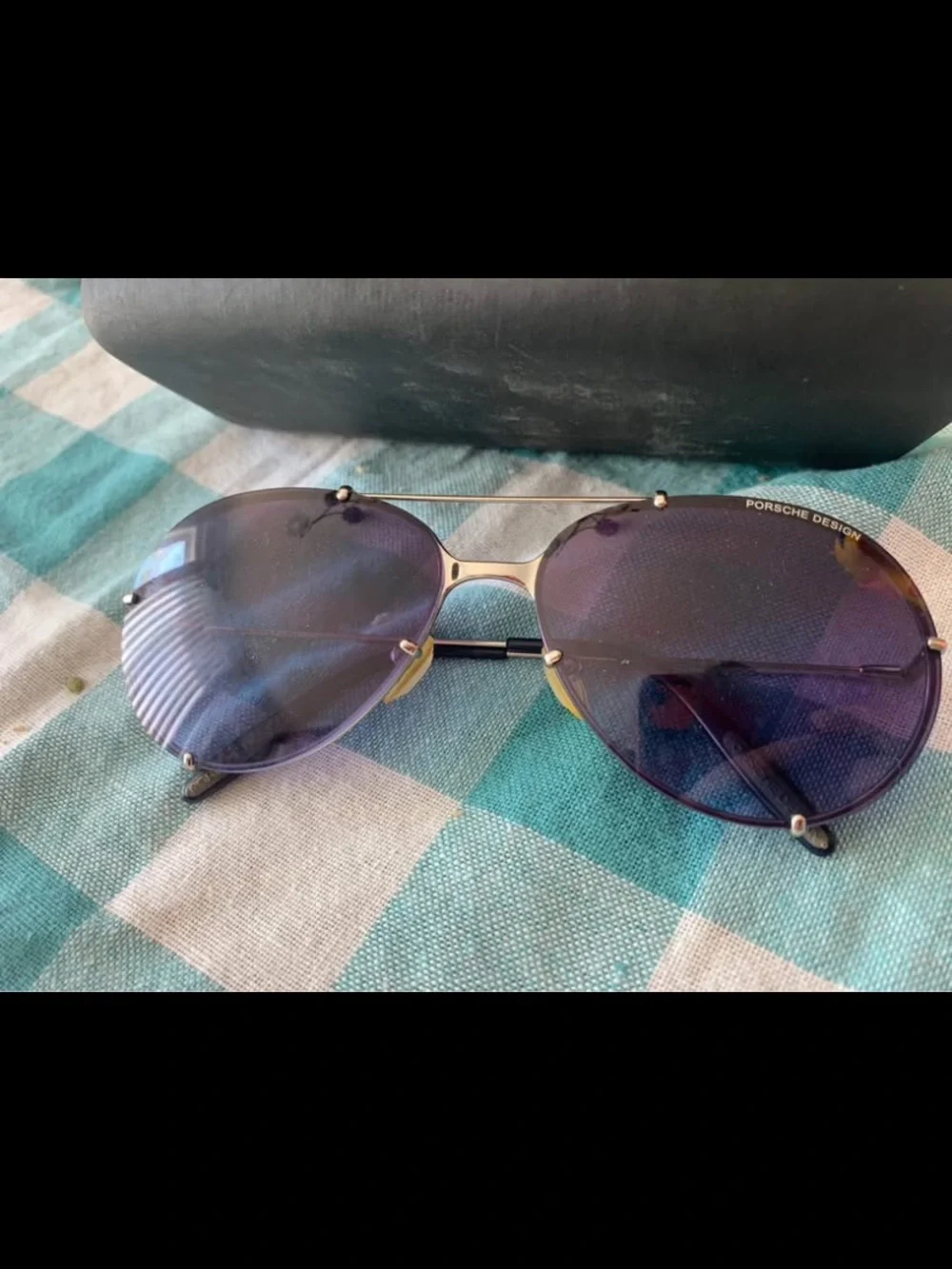 Vintage Porsche Design Men’s Sunglasses with Purple/Blue Lenses